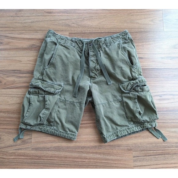 Abercrombie & Fitch Other - Abercrombie Fitch Shorts Mens 32 Army Y2K Button Drawstring Paratrooper Heavy A4